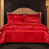 billige Dynetrekk sett-3 stk kjølende dynetrekk elegant damast stoff jacquard dynetrekk sett 3-delt dynetrekk sateng sengetøy sett fullt dynetrekk putevar(1 dynetrekk 2 putevar)