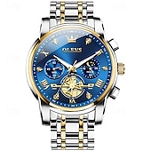 abordables Montres à quartz-Olevs – montre-bracelet lumineuse pour hommes, chronographe lumineux, indication 24 heures, à quartz, ceinture en acier, étanche, nouvelle collection