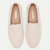 preiswerte Loafer aus hochwertigem Leder-Slipper aus Wildleder für Herren in Weiß und Beige