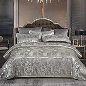billige Dynetrekk sett-3 stk kjølende dynetrekk elegant damast stoff jacquard dynetrekk sett 3-delt dynetrekk sateng sengetøy sett fullt dynetrekk putevar(1 dynetrekk 2 putevar)