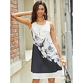 cheap Floral Dress-Women&#039;s Mini Dress Casual Dress Petite Dress T Shirt Dress Tee Dress Shift Dress Elegant Vintage Outdoor Vacation Holiday Regular Fit Floral Sleeveless Crew Neck White Pink Red Purple
