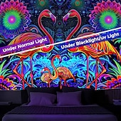 Χαμηλού Κόστους Μαύρισμα ταπετσαρία-blacklight ταπετσαρία uv αντιδραστική λάμψη στη σκοτεινή λάμψη πάρτι νέον φλαμίνγκο ζώο ψυχεδελικό trippy misty κρεμαστή ταπετσαρία τοίχου τοιχογραφία για κρεβατοκάμαρα σαλονιού