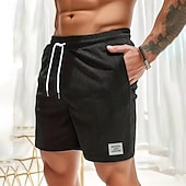 abordables Bermudas estilo casual-Hombre Pantalón corto Pantalones cortos casuales Pantalones cortos de pana Bolsillo Correa Cintura elástica Plano Comodidad Corto Festivos Playa Fin de semana Moda Casual Negro Amarillo Microelástico
