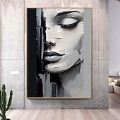 billiga Människomålningar-målning på duk abstrakt kvinnor figur handmålad svartvit figur väggkonst bild heminredning flickansikte flickans rum heminredning sträckt ram redo att hängas