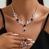 abordables Parures de Bijoux-Nuptiales Parures 2 Strass 1 Collier Boucles d&#039;Oreilles Femme Elégant Doux Adorable Géométrique Amour Précieux Parure de Bijoux Pour Mariage Cadeau