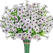 economico Piante e Fiori Artificiali-10 rami di fiori artificiali da esterno eucalipto a sette steli, viole viola, bouquet floreale realistico per centrotavola decorativi e composizioni floreali