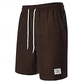 abordables Bermudas estilo casual-Hombre Pantalón corto Pantalones cortos casuales Pantalones cortos de pana Bolsillo Correa Cintura elástica Plano Comodidad Corto Festivos Playa Fin de semana Moda Casual Negro Amarillo Microelástico