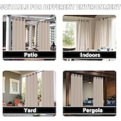 economico Tende impermeabili-Tenda da esterno impermeabile per patio, aspetto lino, resistente, per interni ed esterni, solida tenda con occhiello, serie Ikea, con isolamento termico, per bloccare la luce solare, per