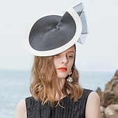 economico Cerchietti-fasce per capelli copricapo cappello con piattino in fibra cappello a cilindro da sposa tea party matrimonio elegante con copricapo in tulle laterale in pizzo copricapo
