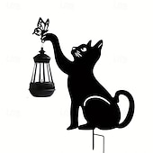 economico Luci paesaggistiche-1/2 pz lampada da giardino solare a led per esterni gatto nero per la decorazione del giardino da giardino halloween natale capodanno festa di nozze lampada da percorso solare lampada da gatto in ferro nero impermeabile