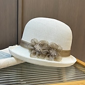 economico Fascinatori &amp; Cappelli-fascinators berretto Copricapo Acrilico / cotone Paglia Cappello a bombetta / cloche Cappelli da pescatore Cappello di paglia Informale Per eventi Elegante Vintage Con Con diamantini Piume Copricapo