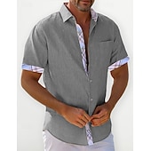 abordables Vacances-Homme Chemise Lin Chemisette Chemise d&#039;été Tenues de plage Chemise décontractée Chemise boutonnée Plein Vacances Curise Blanche Bleu Vert Kaki Manche Courte Revers Printemps été Vêtement Tenue Poche