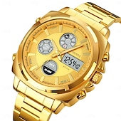 abordables Relojes digitales-Reloj Electrónico LED de Acero Inoxidable Completo para Hombre SKMEI Lujo de Doble Hora Cronógrafo Digital Reloj Deportivo Impermeable