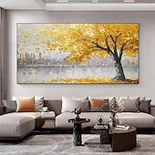 cheap Tree Oil Paintings-3D gold oil painting Hand Painted Canvas gold  Flower Art painting hand painted Abstract Landscape Texture gold tree Oil Painting Tree Planting wall Painting Bedside Painting Bedroom Art Spring decor