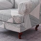 preiswerte Sesselabdeckung &amp; Armless Chair Cover-weicher, elastischer Tigerbankbezug, Freizeithockerbezug, karierter Rundum-Sofastuhlbezug