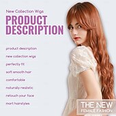economico Parrucche trendy sintetiche-Parrucca ramata con frangia parrucche morbide e ondulate lunghe per le donne parrucca sintetica riccia sostitutiva per costumi di Halloween parrucche per feste cosplay