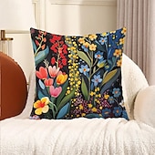 baratos estilo floral e plantas-1 pçs Veludo Cobertura de Almofada, Imprimir Simples Casual Quadrada Tradicional Clássico