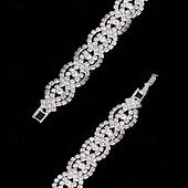 economico Braccialetti-Classico braccialetto benedetto ed elegante con strass, gioiello in argento per regalo di nozze, festa, fidanzamento, festival