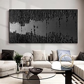 cheap Abstract Paintings-Handmade Oil Painting Canvas Wall Art Decoration Minimalist Black and White Abstract Texture Decorative Painting for Home Decor Rolled Frameless Unstretched Painting