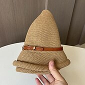 levne Party klobouky-Klobouky Doplňky do vlasů Sláma Kbelík Slamák Sluneční klobouk Ležérní Dovolená Elegantní retro S Čistá Barva Barevně dělené Přílba Pokrývky Hlavy