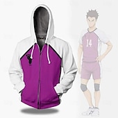 tanie Grafika postaci z kreskówek i filmów-Haikyuu Odzież wierzchnia Powrót do szkoły Rozpinana bluza z kapturem Anime 3D Przednia kieszeń Graficzny Na Dla par Męskie Damskie Dla dorosłych Bal maskowy Powrót do szkoły Druk 3D Sport Codzienne