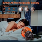 cheap Camping Lights &amp; Lanterns-Battery Operated Fan with Light for Camping Tent &amp; Hammock, 2 in 1 Remote USB Rechargeable Small Desk Fan With LED Lighting &amp; Hanging Hook for Outdoor Camping, Office