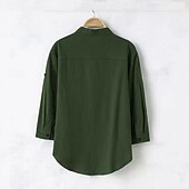 economico Casual da lavoro-Per uomo Camicia camicia di lino Camicia con colletto cinese Camicia con colletto alla coreana Maglietta informale Camicia di cotone Liscio Da mare Hawaiano Nero Bianco Verde militare Manica a 3/4 A