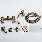 economico Rubinetti doccia-Rubinetto doccia Impostato - Docetta inclusa Stile vintage Ottone antico Esterno Valvola in ottone Bath Shower Mixer Taps
