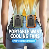 baratos Ventoinhas-Ventilador com Clipe para Cintura com Power Bank – Ventilador de Resfriamento Sem Lâminas com Absorção de Choque Bateria de Polímero