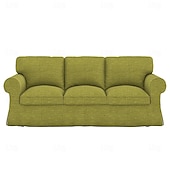 baratos Cobertura de Sofa-Capa de Sofá de 3 Lugares 20% Linho Cor Sólida Acolchoada em Algodão e Linho