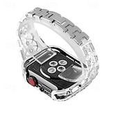 رخيصةأون عصابات Apple Watch-سوار مجوهرات متوافق مع Apple Watchband 38 مم 40 مم 41 مم 42 مم 44 مم 45 مم 49 مم بلينغ الماس قابل للتعديل متنفس ستانلس ستيل حجر كريم استبدال حزام الساعة إلى iwatch Ultra 2 Series 9 8 7 SE 6 5 4 3 2 1