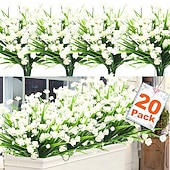abordables Plantes et Fleurs Artificielles-Paquet de 20 décorations extérieures de fleurs artificielles - buissons en plastique résistant aux UV et fausses fleurs pour la décoration extérieure