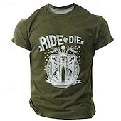 cheap Men&#039;s Funny T shirts-Men&#039;s Motorcycle Ride or Die T shirt Tee Top Short Sleeve T shirt Crew Neck Shirt Vacation Vintage Cool Street Holiday Black Navy Blue Army Green Summer Spring Clothing Apparel S M L XL XXL XXXL