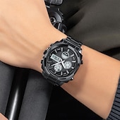 abordables Relojes digitales-Reloj Electrónico LED de Acero Inoxidable Completo para Hombre SKMEI Lujo de Doble Hora Cronógrafo Digital Reloj Deportivo Impermeable