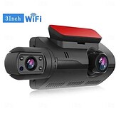 お買い得  車載DVR-車用デュアルレンズダッシュカム ブラックボックス HD 1080p 車載ビデオレコーダー Wi-Fi ナイトビジョン Gセンサー ループ録画 DVR 車載カメラ