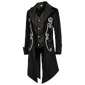 billige Topper-Retro / vintage Punk og gotisk Kostymer i middelalderstil Jakke tailcoat Prins Adelsmann Jacquard Herre Royal Steampunk Maskerade Fest Voksne Frakk