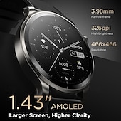 cheap Smartwatch-Joyroom JR-FV1 Smart Watch 1.43 inch Smartwatch Fitness Running Watch Bluetooth Pedometer Call Reminder Fitness Tracker Compatible with Android iOS Women Men Long Standby Hands-Free Calls Waterproof
