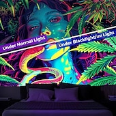 economico Arazzi Blacklight-arazzo a luce nera uv reattivo fosforescente festa fosforescente neon donna marijuana psichedelico psichedelico nebbioso appeso arazzo arte murale per soggiorno