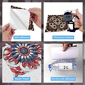 cheap Tile stickers-24PCS Peel and Stick Tile Stickers, Moroccan Pattern PVC Wall Decals, Self-Adhesive Removable Wallpaper for Renters, for Bedroom Bathroom Cabinet, Easy Installation