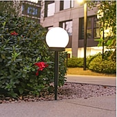 preiswerte Bodenlichter-3 Stück Solar-Gartenlicht, kleines weißes Kugellicht, rundes Kugellicht, LED-Außendekoration, Landschaftsgarten, Villa, Rasenlicht, Bodensteckerlicht, wasserdicht