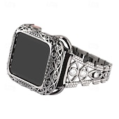 رخيصةأون عصابات Apple Watch-سوار مجوهرات متوافق مع Apple Watchband 38 مم 40 مم 41 مم 42 مم 44 مم 45 مم 49 مم بلينغ الماس قابل للتعديل متنفس ستانلس ستيل حجر كريم استبدال حزام الساعة إلى iwatch Ultra 2 Series 9 8 7 SE 6 5 4 3 2 1
