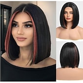 baratos Perucas Sintéticas sem Touca-peruca bob frente de renda curta peruca bob fibra resistente ao calor combina perfeitamente com 12 polegadas cobre marrom marrom loiro claro loiro preto loiro