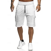 cheap Sweat Shorts-Men&#039;s Cargo Shorts Sweat Shorts Shorts Bermuda shorts Elastic Waist Multi Pocket Pleats Plain Comfort Sports Knee Length Outdoor Daily Fashion Streetwear Black White Micro-elastic
