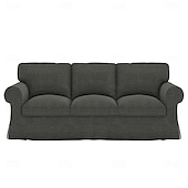 baratos Cobertura de Sofa-Capa de Sofá de 3 Lugares 20% Linho Cor Sólida Acolchoada em Algodão e Linho
