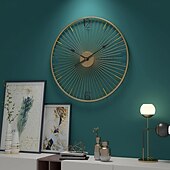 ieftine Accente Perete-ceas de perete ceas de artă ceas de perete nordic camera de zi ceas silențios ceas rotund de fier folosit pentru decor de perete alimentat cu baterie aur negru negru silențios ceas de perete de birou