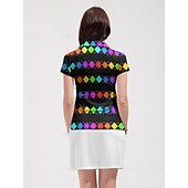 cheap Polos &amp; Quarterzips-Women&#039;s Golf Polo Shirt Black Short Sleeve Sun Protection Top Plaid Ladies Golf Attire Clothes Outfits Wear Apparel