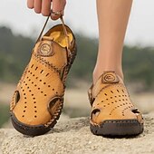 economico sandali da esterno-sandali da uomo - finitura in similpelle traforata, alla moda, per passeggiate informali e incontri del fine settimana