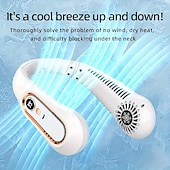 olcso Ventilátorok-Digitális Kijelzőjű Nyak Ventilátor – Hordozható 5-sebességű USB Újratölthető Légkondicionáló Kültéri Használatra