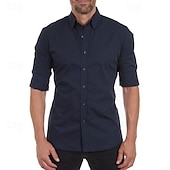 cheap Men&#039;s Non Iron Shirts-Men&#039;s Shirt Dress Shirt Button Up Shirt Plain Wedding Party Black White Pink Navy Blue Long Sleeve Lapel Spring &amp;  Fall Clothing Apparel