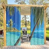economico Tende impermeabili-tende da esterno tenda impermeabile antivento e resistente alle intemperie per patio, capanna, veranda, pergola e gazebo, telo superiore con occhiello, paesaggio forestale a 2 pannelli